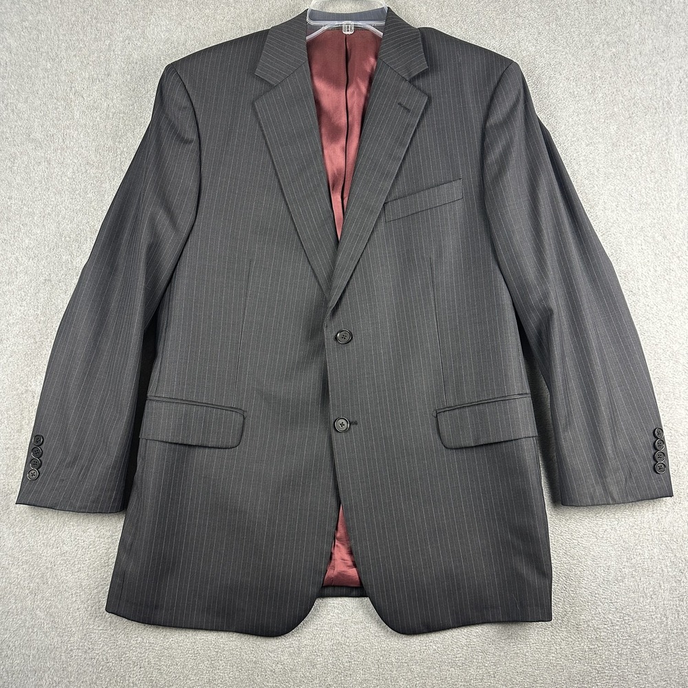 Paul Betenly Suit Jacket Mens 40R Gray Pinstripe Wool 2 Button Notch Filarte